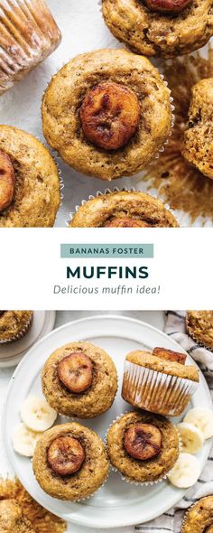 muffins on a plate with bananas and cinnamon