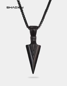 Black arrowhead necklace Edgy Black Necklace For Streetwear, Black Pendant Jewelry For Streetwear, Punk Style Black Necklace For Streetwear, Black Pendant Necklace For Streetwear, Edgy Black Stainless Steel Necklace, Techwear Outfits, Arrowhead Necklace, Dark Style, Best Black