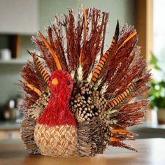 a close up of a fake turkey on a table