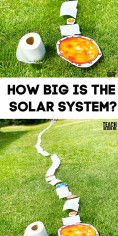 an image of how big is the solar system? with toilet paper and rolls on the grass