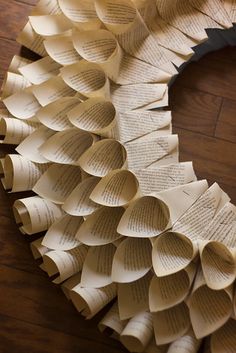 an open book wreath made out of books