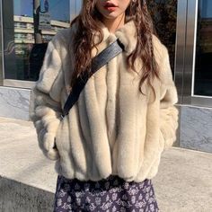 Women's Rabbit Fur Coat Winter Warm White Comfortable Faux Fur Jacket Long Sleeve Oversize Artificial Fur Overcoat Female Coat 2020, White Fur Coat, Rabbit Fur Coat, Zippers Fashion, Womens Turtleneck, Jacket Long, Knitting Women Sweater, Winter Jackets Women, Rabbit Fur