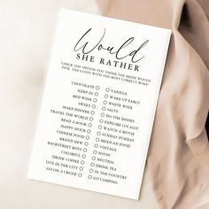 a white sheet with black writing that says, world she rather than the bride to be