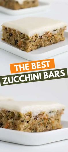 the best zucchini bars with white frosting on top and carrots in the middle