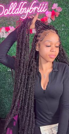 Soft Locs On Light Skin, Infinity Locs, Hairstyles Faux Locs, Locs Ponytail, Boho Curls, Tick List, Dope Wallpaper, Hairstyles Protective, Ponytail Braid