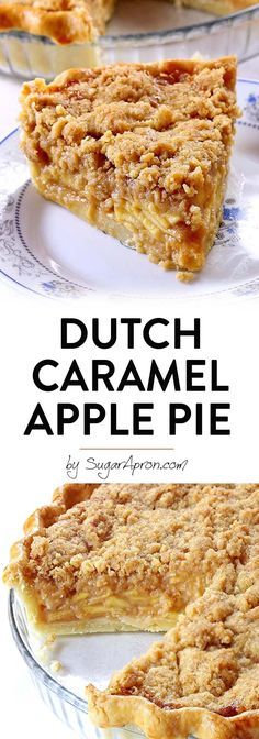 two slices of dutch caramel apple pie on a plate