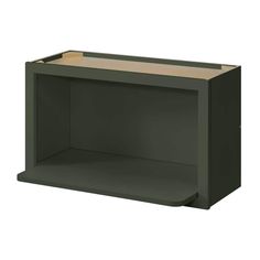 an empty black shelf with a wooden top