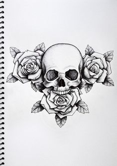 an image of a skull with roses on it