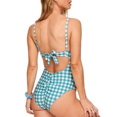 A partially recycled one-piece—but make it just as sexy as a bikini. These dreamy-blue open-front cutouts were made for showing off, and we won’t be convinced otherwise. Spring Gingham One-piece Swimwear, Triangle Top Swimwear For Summer Picnic, Summer Triangle Top Swimwear For Picnic, One-piece Gingham Swimwear For Summer, Summer Gingham One-piece Swimwear, Adore Me, One Piece Swimwear, Gingham, Make It