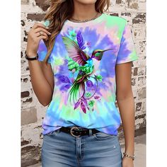 Season:Summer; Fabric:Polyester; Sleeve Length:Short Sleeve; Gender:Women's; Style:Hawaiian; Elasticity:Micro-elastic; Tops Type:T shirt Tee; Occasion:Vacation; Top Length:Regular; Pattern:Tie Dye,Bird; Neckline:Crew Neck; Brand:Shall We; Listing Date:03/29/2024; Bust:null; Length:null; Sleeve:null; Fit US Size:null; Fit UK Size:null; Fit EU Size:null Casual Summer Tops With Random Print, Casual Tops With Random Print For Summer, Multicolor Short Sleeve Hawaiian T-shirt, Multicolor Hawaiian T-shirt For Summer, Multicolor Random Print Summer Tops, Multicolor Floral Print T-shirt For The Beach, Trendy Multicolor Print T-shirt For Summer, Multicolor Hawaiian Printed T-shirt, Multicolor Floral Print T-shirt For Summer