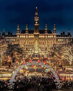 a large building with lots of lights on it