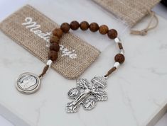 Hand made Medjugorje rosary beads with Saint Benedict and Miraculous Medal cross and medal of Devine Mercy - Our Lady of Medjugorje. Devine Mercy, Our Lady Of Medjugorje, One Decade Rosary, Pocket Rosary, Decade Rosary, St Benedict, Saint Benedict, Rosary Catholic, Miraculous Medal