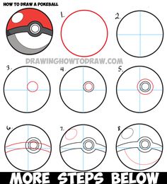 how to draw a poke ball step by step instructions for kids and adults in the style of pokemon