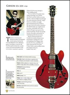 an advertisement for gibson es - 350 guitar, with the caption's description