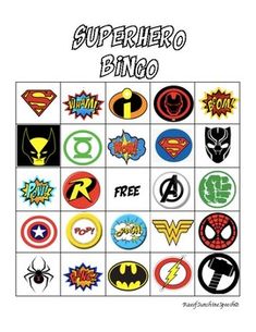 an image of the logos of superheros in different colors and sizes on a white background