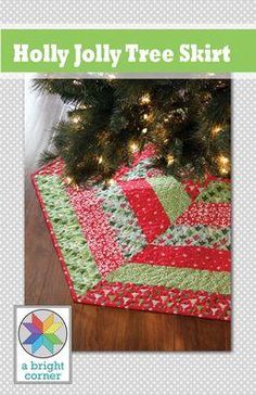 the holly tree skirt pattern is shown in red, green and white with christmas lights on it