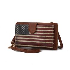 Our Kiara smartphone and wallet crossbody bag is a small wonder. Rendered in a printed patriotic pattern in a high-quality vegan leather, with polished hardware for a luxe finish. The magnetic snap pocket opens to a discreet compartment to safely store your phone. The zip-around design opens to reveal an array of card slots and a zip pouch for coins. Slip it into your favorite tote, carry it by the wristlet strap or wear it hands-free on days when you want to travel light. Crossover Bags, Small Wonder, Crossbody Messenger Bag, Travel Light, Zip Pouch, Leather Care, Backpack Purse, Clutch Wallet, Handbag Accessories