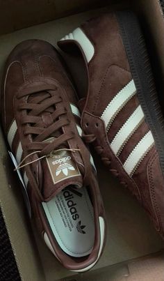 Brown Aesthetic Shoes, Adidas Shoes Aesthetic, Adidas Aesthetic, Adidas Brown, Brown Adidas, Dr Shoes, Shoes Heels Classy, Shoe Wishlist, Stunning Shoes