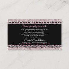 a black and pink business card with the words thank you for your event