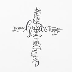 a cross with the words grace and hope written in cursive writing