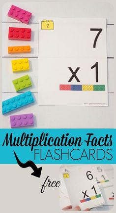 a white board with legos on it and the words multiplication fact flash cards