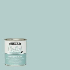 a can of rust - oleum chalked paint on a light blue background with the word