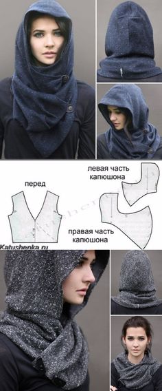 the instructions for how to make a hooded hat and scarf with hoods on it