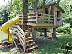 4 Tree Treehouse Kit - Standard Tree House Playground, Backyard Fort, Building A Treehouse, Play Area Backyard, Backyard Kids Play Area, Tree House Plans, Tree Fort, Tree House Diy, Tree House Kids