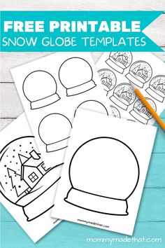 free printable snow globe templates for kids to color and play on the table