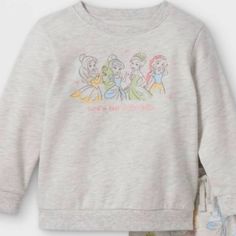 Toddler’s Girls Disney Princess Fleece Crew Neck Pullover, Cream, Size 4t Disney Long Sleeve Sweatshirt With Character Print, Disney Character Print Long Sleeve Sweatshirt, Cute Fleece Top For Loungewear, Long Sleeve Tops For Sleepovers In Fall, Winter Crew Neck Top For Sleepovers, Cute Long Sleeve Tops For Sleepover, Nightmare Before Christmas Sweater, Red Sparkly Dress, Minnie Mouse Sweater