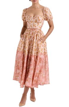 HOUSE OF CB Penelope Floral Puff Sleeve Corset Maxi Dress | Nordstrom Descendants Oc, Corset Maxi Dress, Roses Dress, House Of Cb, House Dress, Rose Dress, Ruffled Maxi Dress, Sweetheart Neck, Vintage Roses