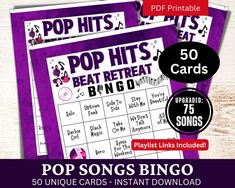 This listing is for 50 unique bingo cards. Elevate your music experience with our Pop Hits Bingo Set!  Buy your bingo set now for an immersive adventure that guarantees to turn every beat into a memory! 🎼 Pop Perfection: Immerse yourself in the melodies of 75 iconic pop songs, spanning from chart-toppers to modern favorites. 🎼 Party Vibes: Elevate your game nights, gatherings, or solo jam sessions with the vibrant beats of pop hits. 🎼 Nostalgic Joy: Rediscover beloved tracks and make new musi Singing Games For Adults, Music Trivia Games, Music Bingo Free Printable, Christmas Music Bingo, Favorites Party, Music Bingo, Bingo Sets, Future Music, Bingo Set