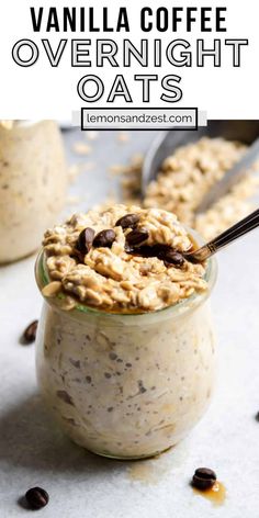 Coffee and breakfast all in oneThese Vanilla Cold Brew Coffee Overnight Oats are the perfect breakfast combinationThis recipe is simplehealthy and so delicious--all the fuel you need to start the day Cold Brew Overnight Oats, Overnight Oats Recipe Easy, Overnight Oatmeal Recipes, Making Cold Brew Coffee