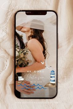 an iphone case with a wedding photo on it