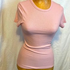 Pink By Victoria Secret Ribbed T-Shirt Size Smal/Medium / Very Tight Color Mauve New With Tag Fitted Basic Ribbed T-shirt, Basic Ribbed Short Sleeve Top, Pink Ribbed Stretch T-shirt, Solid Color Ribbed Short Sleeve Stretch Top, Fitted Ribbed Short Sleeve Top, Solid Ribbed Stretch Short Sleeve Top, Solid Stretch Ribbed Short Sleeve Top, Stretch Ribbed Solid Short Sleeve Top, Solid Color Fitted Crew Neck Short Sleeve Top