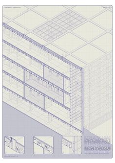 an architectural drawing of a building with multiple levels and sections to each level, including the upper floor