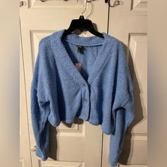 Wild Fable (Target), Made From 20% Recycled Materials, Xxl Sweater, Rarely Worn, Still Has The Tag!! Cozy Blue V-neck Outerwear, Casual Blue Cardigan For Loungewear, Blue V-neck Cardigan For Loungewear, Wild Fable Outfits, Target Wild Fable, Blue Sweater, Wild Fable, Blue Sweaters, Colorful Sweaters