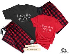 I Love Her & I Love Him Couples Christmas Pajamas Matching - Etsy Couple Matching Pajamas, Couple Christmas Pajamas, Matching Couple Pajamas, Newlywed Christmas Gifts, Honeymoon Wear, Buffalo Plaid Pajamas, Pajamas Christmas, Newlywed Christmas, Couple Pajamas