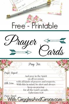 the printable prayer cards with flowers and arrows