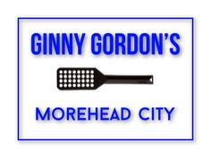 the logo for ginny gordon's morehead city, with a spatula