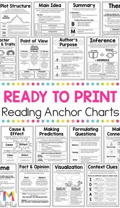 reading anchor chart with the text ready to print and instructions for each student's book