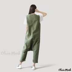 Olivia Mark - Durable Olive Green Sleeveless Jumpsuit with Buttoned Suspenders Green Overalls, Leather Jumpsuit, Overall Skirt, Suspender Pants, Green Jumpsuit, Suspender Skirt, Sophisticated Dress, Beach Maxi Dress, Floor Length Gown