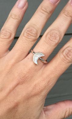 Elegant Boho Chic Half Moon Crescent Labradorite or Moonstone Sterling Silver Ring | Moon Ring | Moo Ring Moon, Crescent Moon Ring, Moon Crescent, Ring Moonstone, Moonstone Ring Sterling Silver, Moon Ring, White Moonstone, Celestial Jewelry, Moon Shapes