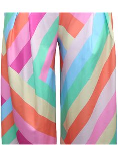 Multicolor Printed High Waist Casual Flared Pants Bold Multicolor Spring Pants, Multicolor High-waisted Wide Leg Pants With Elastic Waistband, Vibrant Wide Leg Pants For Spring, Vibrant Wide Leg Spring Pants, Bold Multicolor Summer Pants, Bold Multicolor Spring Bottoms, Multicolor Summer Trousers, Summer Multicolor Trousers, Multicolor Trousers For Summer