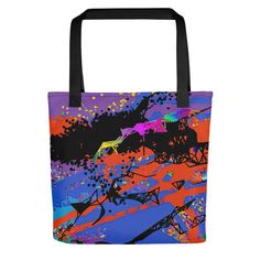 A spacious and durable bag, the Trendy Tote will help you carry around everything that matters in style. You can bring a piece of Lilia's vivid eyegaze art anywhere you go, with excellent print quality and long-lasting materials. You can even choose from three different handle colors to match your vibe. • 100% spun polyester fabric • Bag size: 15″ × 15″ (38.1 × 38.1 cm) • Capacity: 2.6 US gal (10 l) • Maximum weight limit: 44lbs (20 kg) • Dual handles made from 100% natural cotton bull denim • H Artsy Tote Bags For Shopping, Artsy Shopping Tote Bag, Artistic Rectangular Shopping Bag, Artistic Rectangular Shopping Bags, Colorful Artistic Bags For Everyday Use, Artistic Large Capacity Shoulder Bag For Shopping, Artsy Rectangular Shoulder Bag For Shopping, Artsy Multicolor Shopping Bag, Artsy Tote Shoulder Bag For Travel