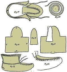 an old fashion sewing pattern with shoes and mitts