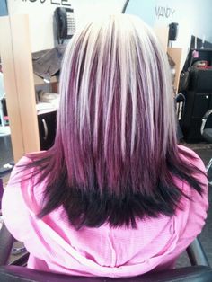 Purple Hair Color Highlights, Pretty Gray Hair, Purple Blonde Hair, Burgandy Hair, Red Hair With Blonde Highlights, Kim Hair, Types Of Hair Color, Short Dyed Hair, Hair Color Plum