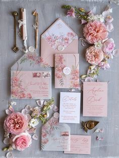 Dusty Rose Wedding Invitations, Peony Wedding Invitations, Design Invitation, Pink Wedding Theme, Princess Fairy, Peony Wedding, 카드 디자인, Fairy Wedding