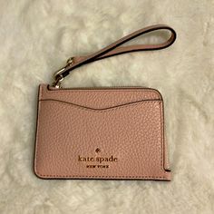 Kate Spade Wristlet In Rose Smoke, Pebbled Leather. Elegant Pink Wristlet For Everyday Use, Elegant Pink Bag With Wrist Strap, Chic Pink Wristlet For Everyday Use, Chic Pink Bag With Wrist Strap, Chic Pink Wristlet For Travel, Elegant Pink Wristlet For Everyday, Elegant Pink Wristlet With Zipper Pouch, Pink Wristlet With Wrist Strap For Everyday, Trendy Pink Wristlet With Wrist Strap