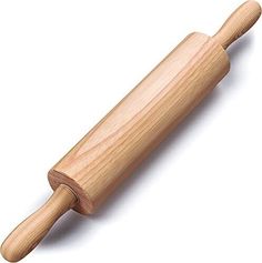 a wooden rolling pin on a white background